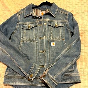 Carhartt women’s denim jacket distressed small